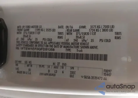 2016 Ford F-150 King Ranch из США, поврежденный, VIN 1FTEW1EF0GFD51358